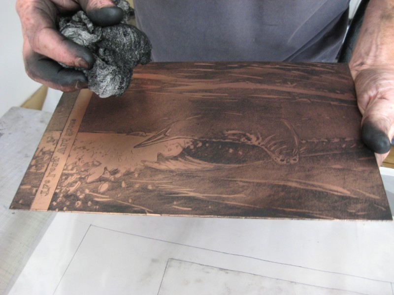 Process photo from the latest copperplate engraving : r/printmaking